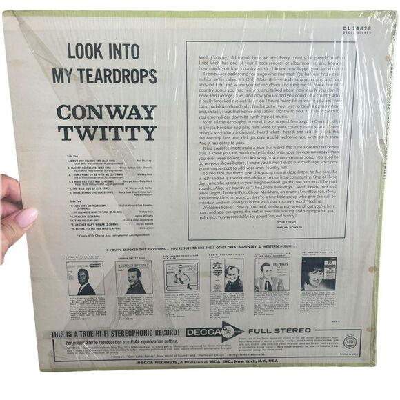 VINTAGE CONWAY TWITTY “LOOK INTO MY TEARDROPS” VINYL LP 1966 COUNTRY - Picture 8 of 11